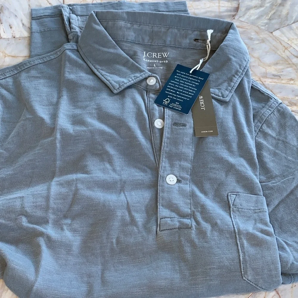 J.Crew Classic Gray polo shirt cotton pocket‎ Large